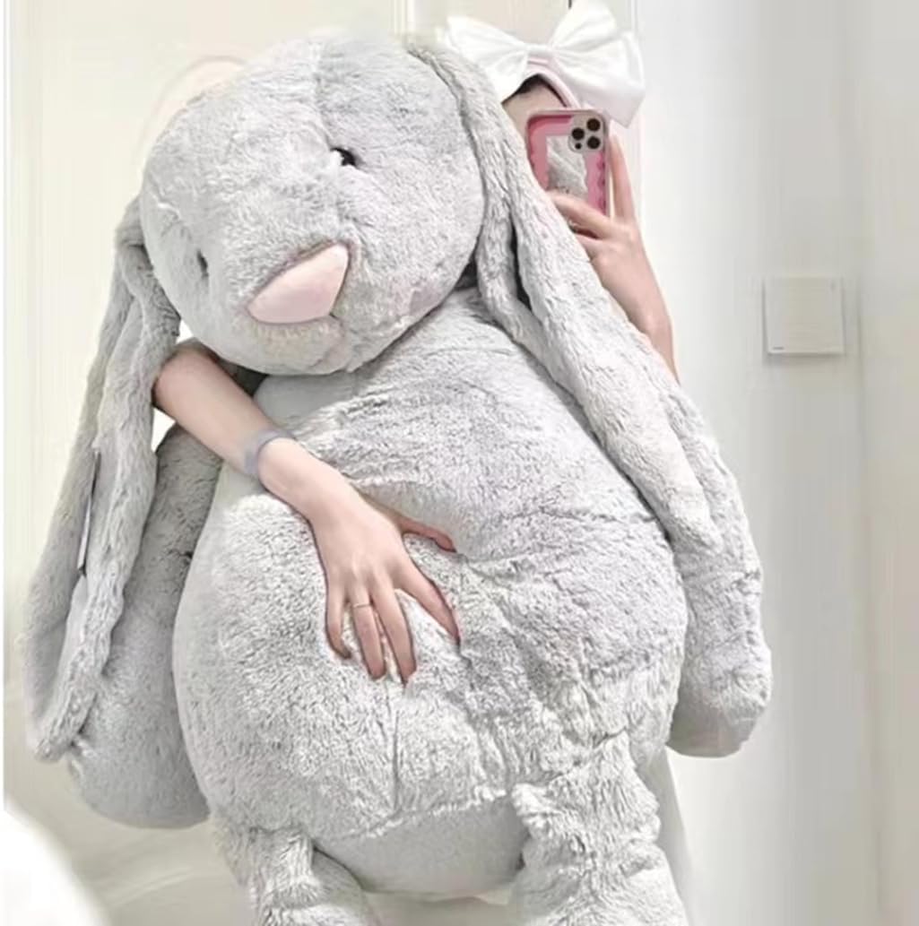 Daily Palette 抱き枕 ウサギぬいぐるみ 兎 リアル 縫い包み 卒業プレゼント 大きい 特大 お祝い かわいい 快眠グッズ 昼枕 動物 抱き枕 お祝い ふわふわ抱き枕 萌え萌え おもちゃ ぬいぐるみ グレー 108c｜デイリーパレット店