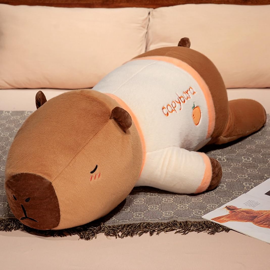 縫い包み カピバラ ぬいぐるみ 大きい 横向き寝 ロング カピバラ 抱き枕 肌触り良い ベッド カピバラ背もたれクッション 萌え萌え インテリア もこもこ ふわふわ 動物 縫いぐるみ ギフト 75cm