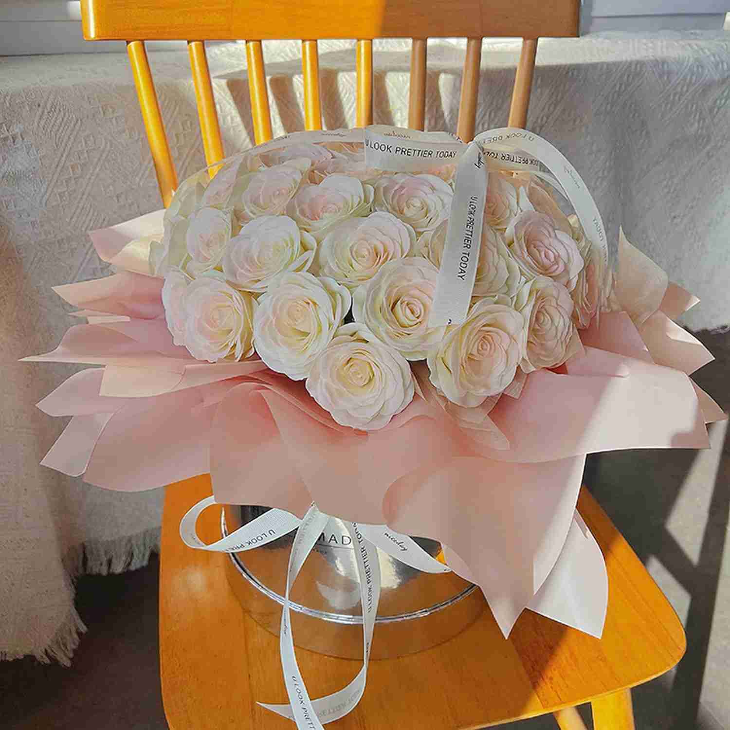 ソープフラワー プレゼント 花束 様式1 52輪ブーケ 卒業式 母の日 バレンタインデー 誕生日 造花 ブーケ 枯れない花 石鹸花 記念日 開店祝い 結婚祝い FreeSize お見舞い 敬老の日 ギ