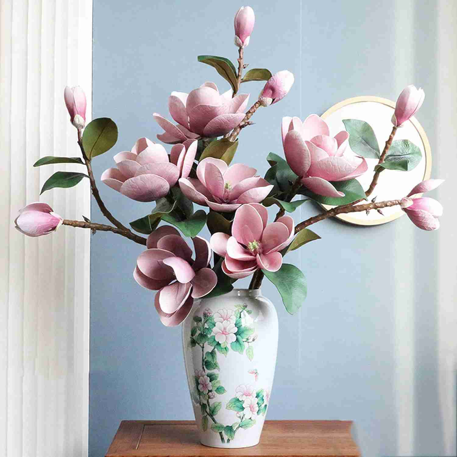 マグノリア 造花 F フェイクグリーン 卓上 人工観葉植物 生け花 フラワーアレンジメント 本物そっくり 玄関飾り インテリア ディスプレイ用 事務所 玄関装飾 店舗飾り フラワー15 新築祝い 引越