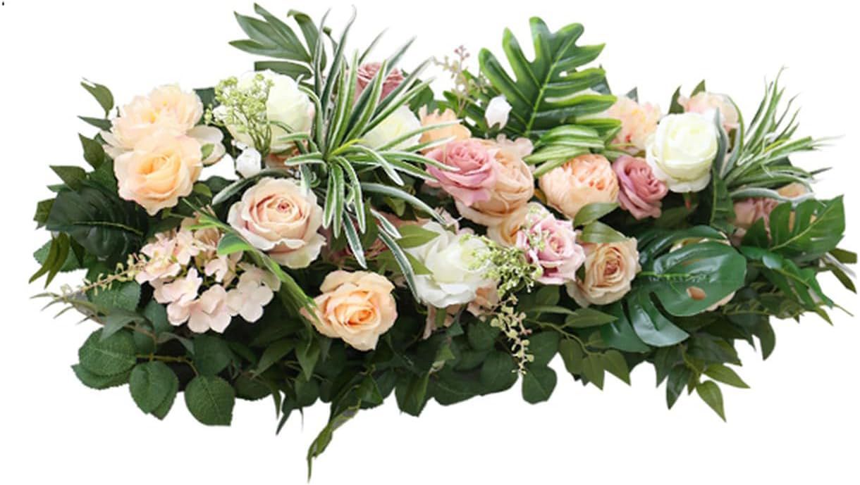 フェイクフラワー 造花 フラワーアレンジメント 100*40*25CM 観覧植物 シャンパン色 ナチュラル オシャレ 造園 本物そっくり 現代的な装飾 窓辺 自然の雰囲気 玄関 オフィス フェイクグリ