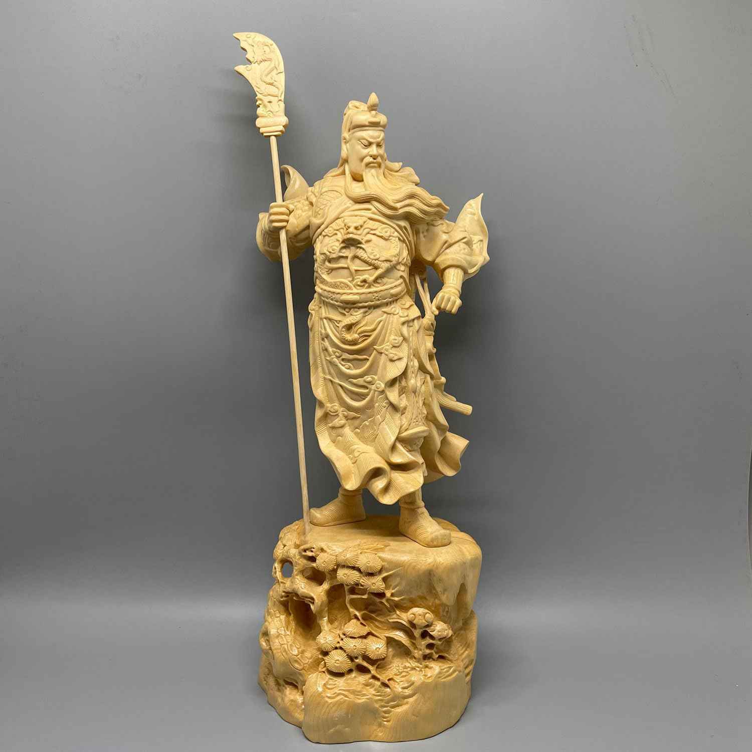 関羽 置物 仏像関羽 三国志 桧木製高級木彫り 金運 お守り 木彫り仏像(高さ40cm×巾15cm×奥行13cm)|デイリーパレット店