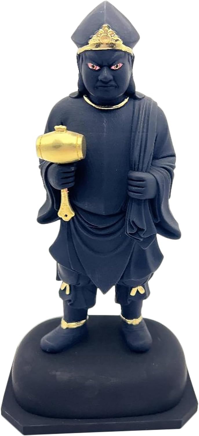 大黒天 宝海大黒天 仏像 開運招福七福神 木彫り 置物 商売繁盛 福徳 福運 厄除け (高さ12cm×巾6cm×奥行4cm) (ブラック)|デイリーパレット店