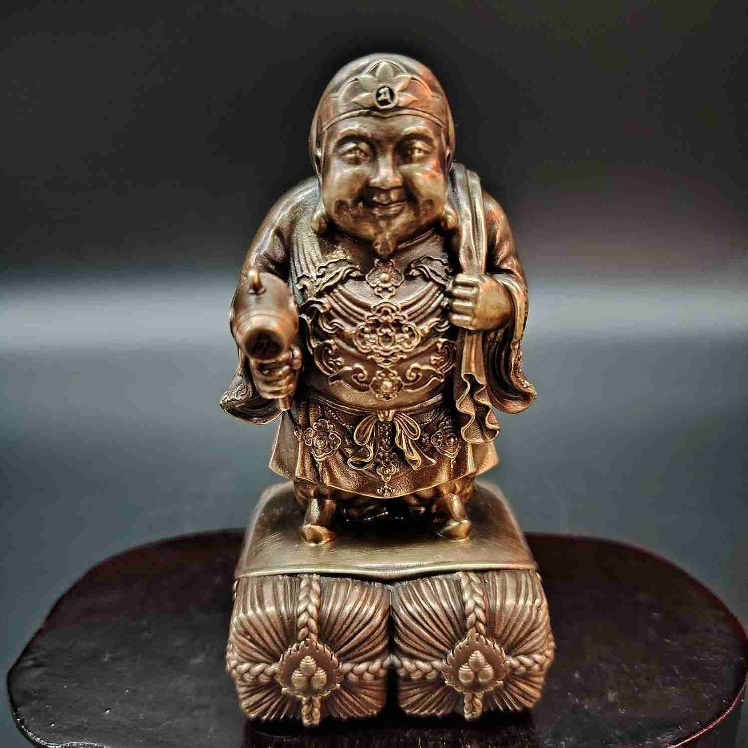 開運七福神 大黒天 高さ10cm 古美色 仏像 置物 銅器（だいこくてん）