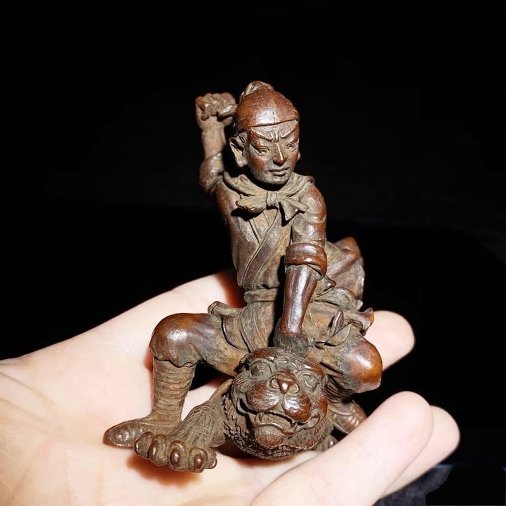 水滸伝 行者武松 天傷星行者 武松（銅製/古色）フィギュア (高さ8.7cm×巾10.5cm) 銅像 置物 彫刻 インテリア コレクション 雑貨