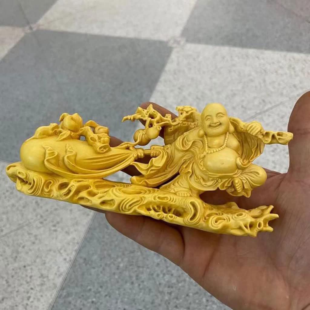 デイパレ 仏像 木彫り 布袋 様 天然 崖柏木 布袋さん 置物 金運 お守り(Size:長さ22cm)｜デイリーパレット店
