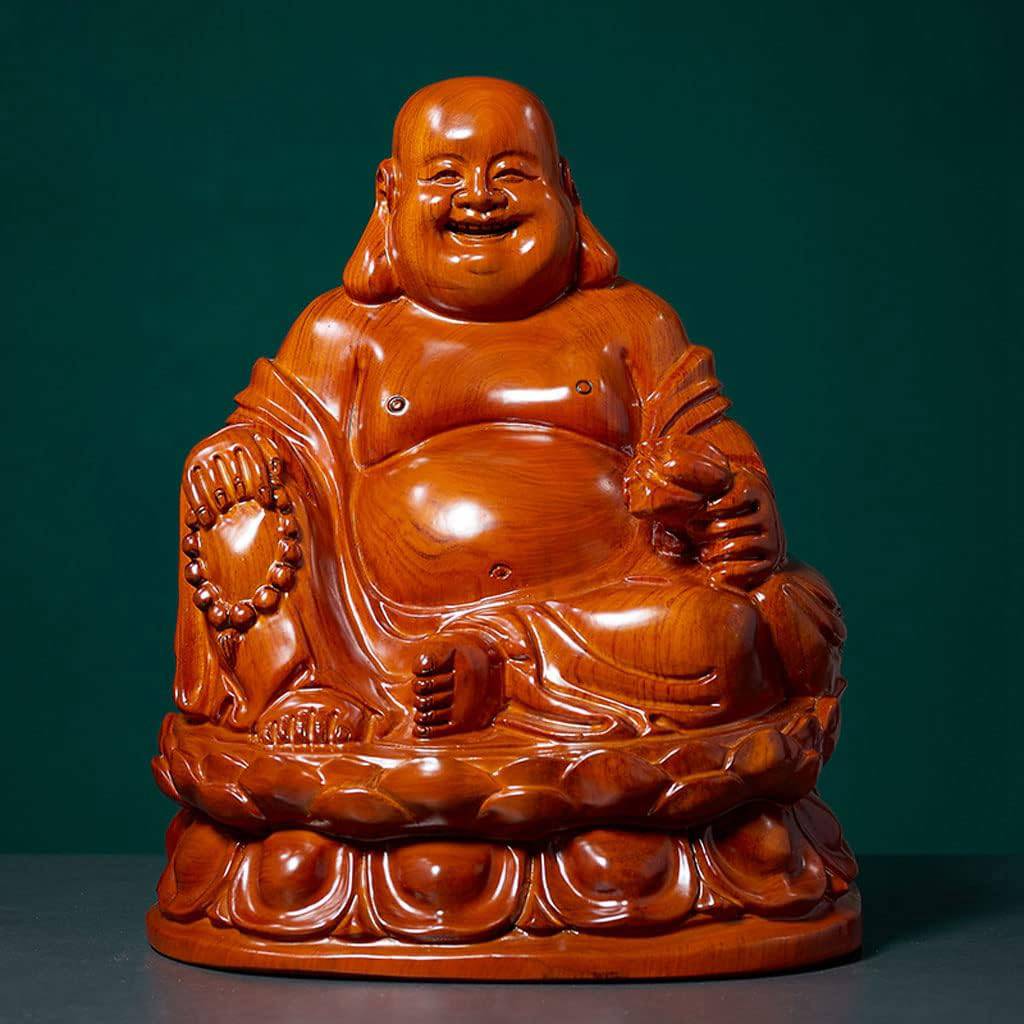七福神 布袋様の置物 木製仏像 仏教美術品 布袋木製 仏像 コレクション 金運 お守り 風水(Size:高さ40 cm Color:02)