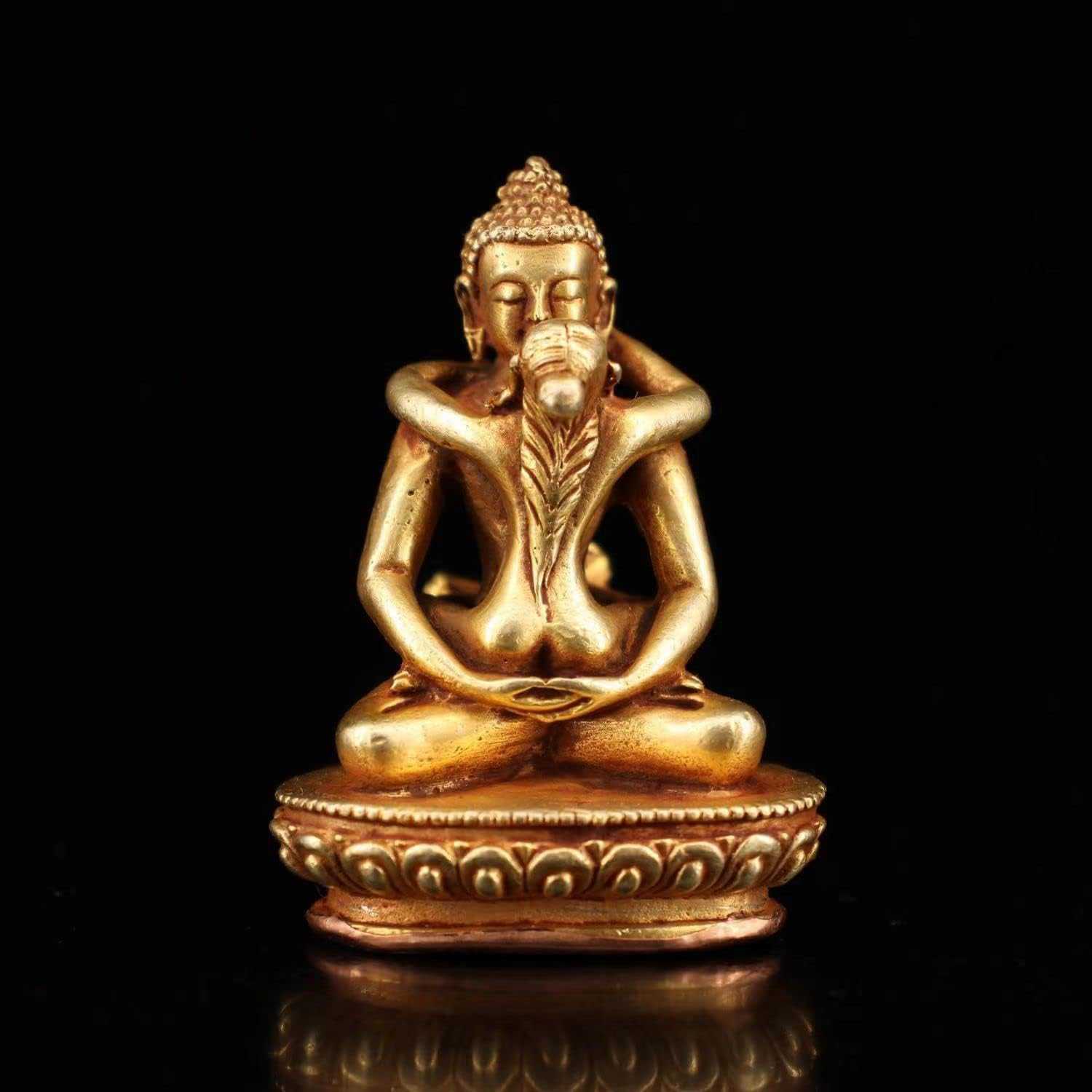チベット仏教 歓喜天 ミニ 釈迦 如来 6cm 銅製 ミニチュア仏像 仏陀 小型 置物 インテリア ギフト 真鍮 夫婦和合?縁結び?子恵みの神 (銅器) 13,578円