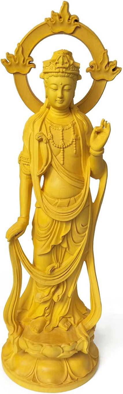 勢至菩薩像 7.2寸 高級天然ツゲ木彫り 立像 木製仏像 仏教美術品 黄楊 柘植 仏像彫刻 ブッダ 縁起物 飾り物 インテリア 15,336円