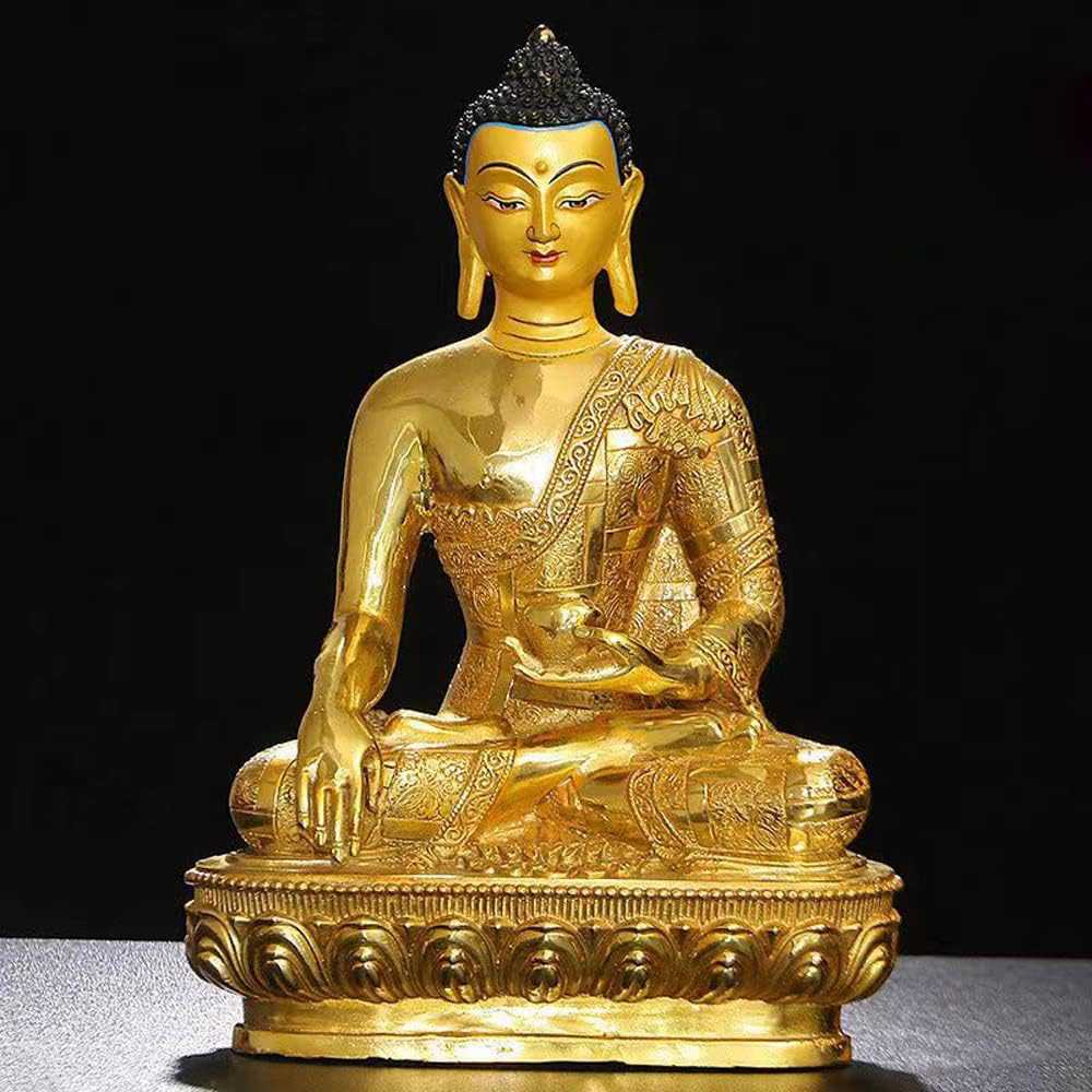 西蔵 （チベット） 仏教【薬師如来 座像】薬師仏 銅製 高さ30cm 吉祥模様の彫刻 仏像 フィギュア 仏像コレクション 仏像置物 厄除け十二支守り本尊?守護仏