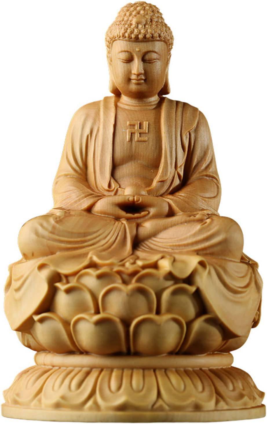 仏像 釈迦如来座像 【如来】釈迦如来 高級天然ツゲ木彫り_『曹洞宗?臨済宗?天台宗』仏壇仏像 本尊 お釈迦様 座釈迦 縁起物 祈る 厄除け 柘植の木 木彫仏像 お守り 置物 風水(Size:高さ10|デイリーパレット店