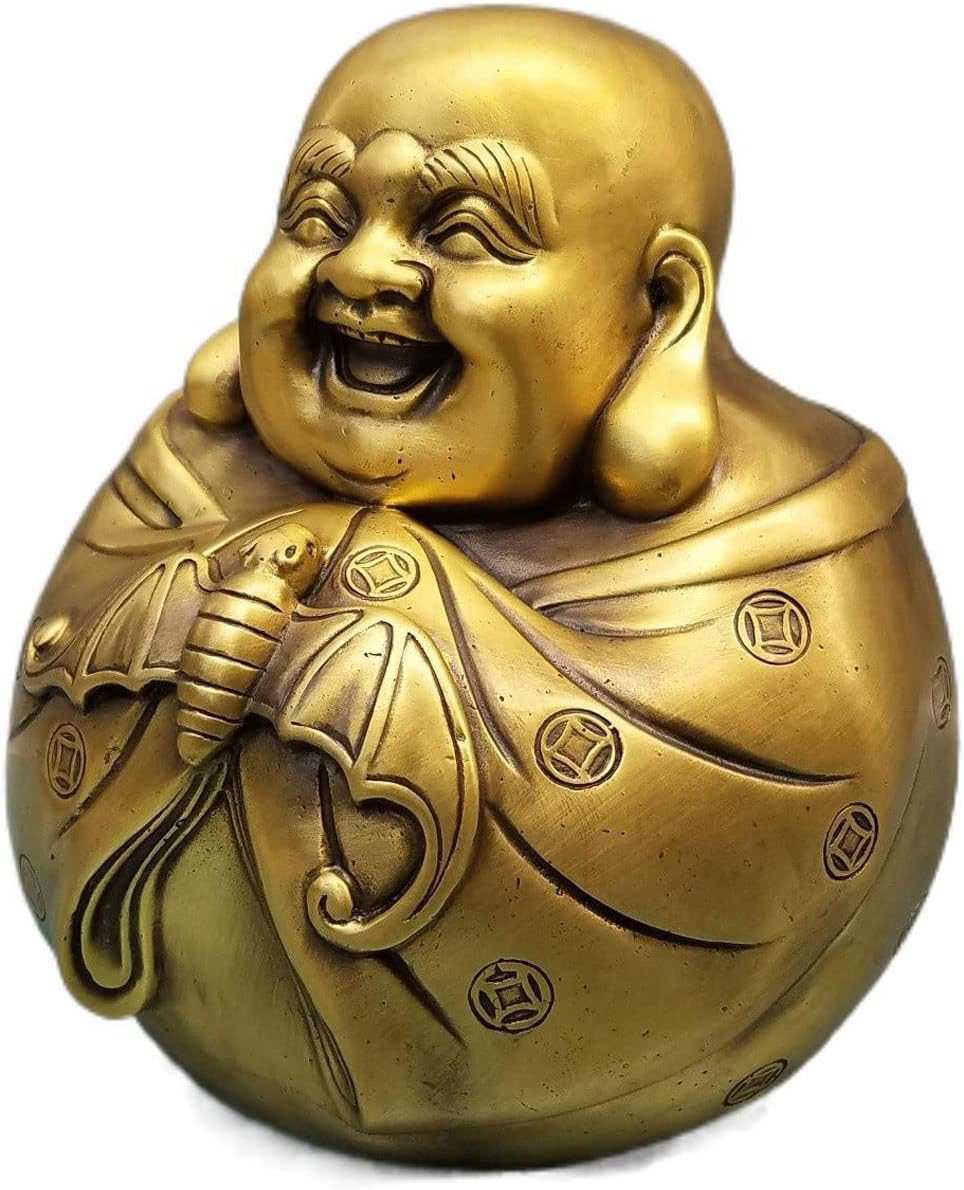 デイパレ 仏像 七福神 布袋様 弥勒菩薩 置物 (高さ17cm×巾15cm) お守り 布袋様置物 銅製 ◆商売繁盛・無病息災・福徳・福運・厄除け|デイリーパレット店