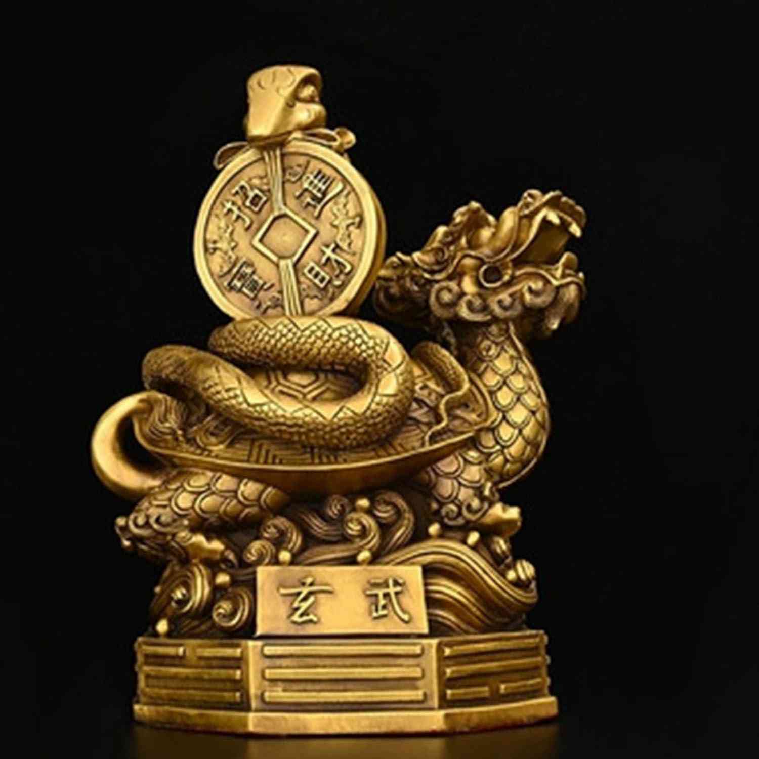 デイパレ 玄武 風水グッズ 四神獣 置物 銅製 霊獣 龍亀 ヘビ 金運 商売繁盛 開運祈願 お守り 魔除け 風水 運気アップ 昇運 幸運 縁起物 開運厄除 仕事運 出世運 上昇 オブジェ インテリア オフィス｜デイリーパレット店