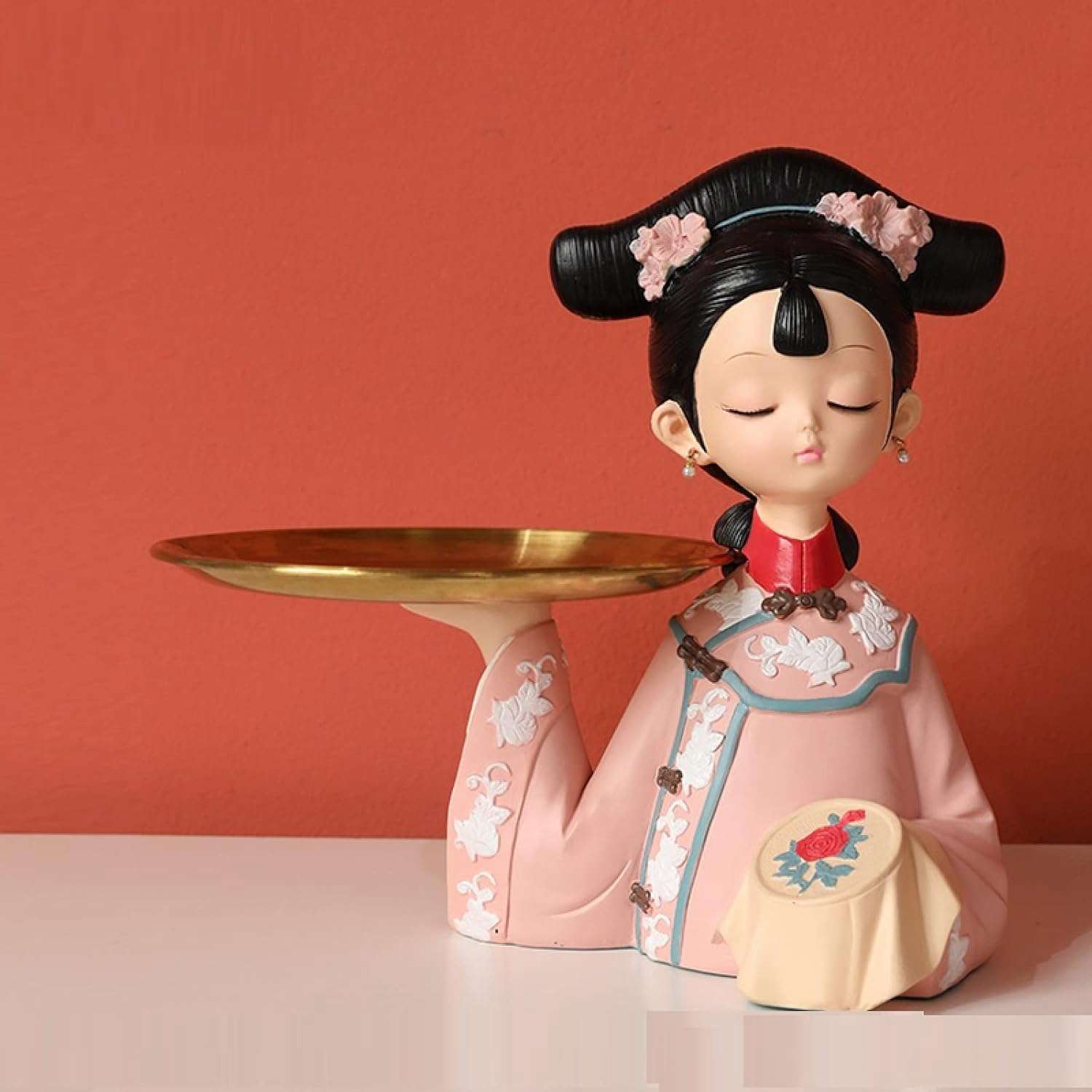 デイパレ 刻の置物 恐れを知らぬ少女の像と収納デスクの彫刻の置物｜デイリーパレット店