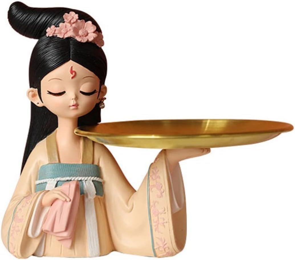 デイパレ 彫像 恐れを知らぬ少女の像と収納デスクの彫刻の置物｜デイリーパレット店