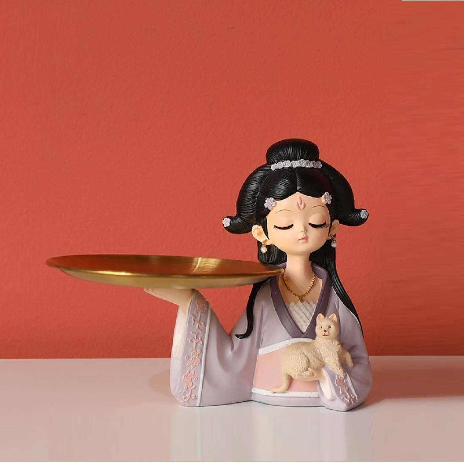 デイパレ 現代彫刻 恐れを知らぬ少女の像と収納デスクの彫刻の置物｜デイリーパレット店