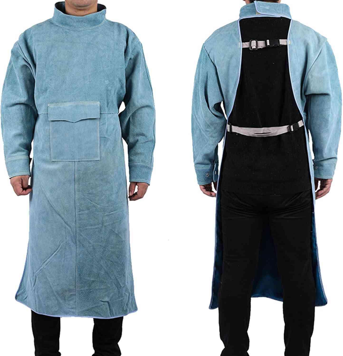 溶接前垂れ やり方服 前垂れ 溶接用 灯し火溶接防御すること服 牛皮製 物の具隠し シンプルエプロン 防炎 溶接 防御すること服 焦げ目 打つ手 耐熱