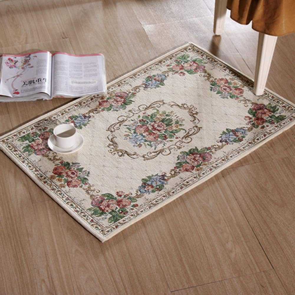 引っ敷き畳 花柄 引っ敷き 40ｘ60珊 上滑り打ちきり付 引っ敷き洗える - ベージュ ローズ柄吸水速乾 抗菌 -オール時期当て嵌める 床暖房装置相応う 洗い濯ぎ分かりやすい - 大層らしい 今めかしい 北欧風 屋内部屋の入り口マットリビン