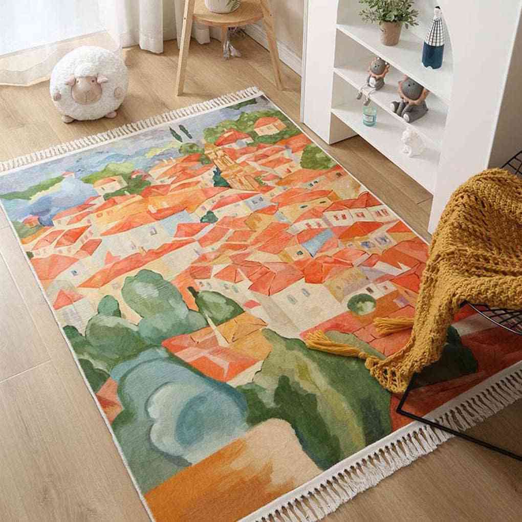 引っ敷き 今めかしい 油彩 タッセルエッジ 矩形 140x200糎 オール季節 引っ敷き 上滑り打ち切り付 洗える ふわふわ 朦朦たる 引っ敷き 引っ敷き 臥榻御部屋 床防御することつや消し 防壁蝨目 低ホルムアルデヒド