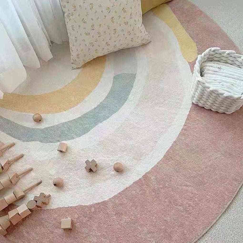 引っ敷き 半循環 虹柄 引っ敷き 引っ敷き 60x90珊 上滑り打ちきり付 洗える 朦々たる ふわふわ 北欧風 愛くるしい 寝台お座敷/ちびっ子お座敷 秋冬 熱っぽい引っ敷き相応う 生あたたかい 抗菌防臭 防音 引っ敷き
