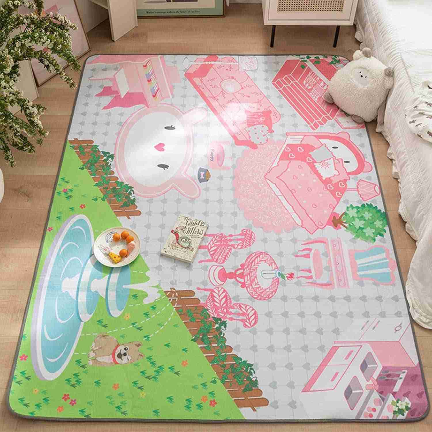 ベビーマット プレイマット 駐車場柄 子供適用 滑り止め加工 面白い ゲーミングカーペット 騒音対策 床保護ラグ 収納しやすい 丸める 遊具と組み合わせて 子ども部屋 リビング 100*150CM|デイリーパレット店