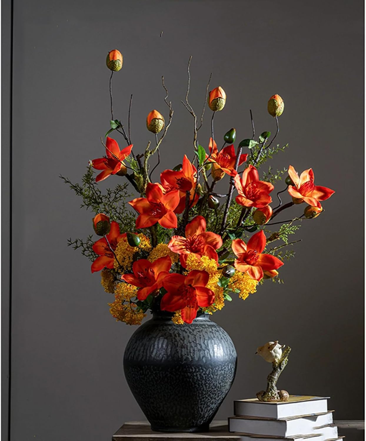 造花 人工観葉植物 卓上 インテリア F 生け花 テーブルセンターピース フラワーアレンジメント 自然な姿 生気に満ち 上品な見た目 テーブル オフィス 玄関 プレゼント パープル 紫色 胡蝶蘭 カラ|デイリーパレット店