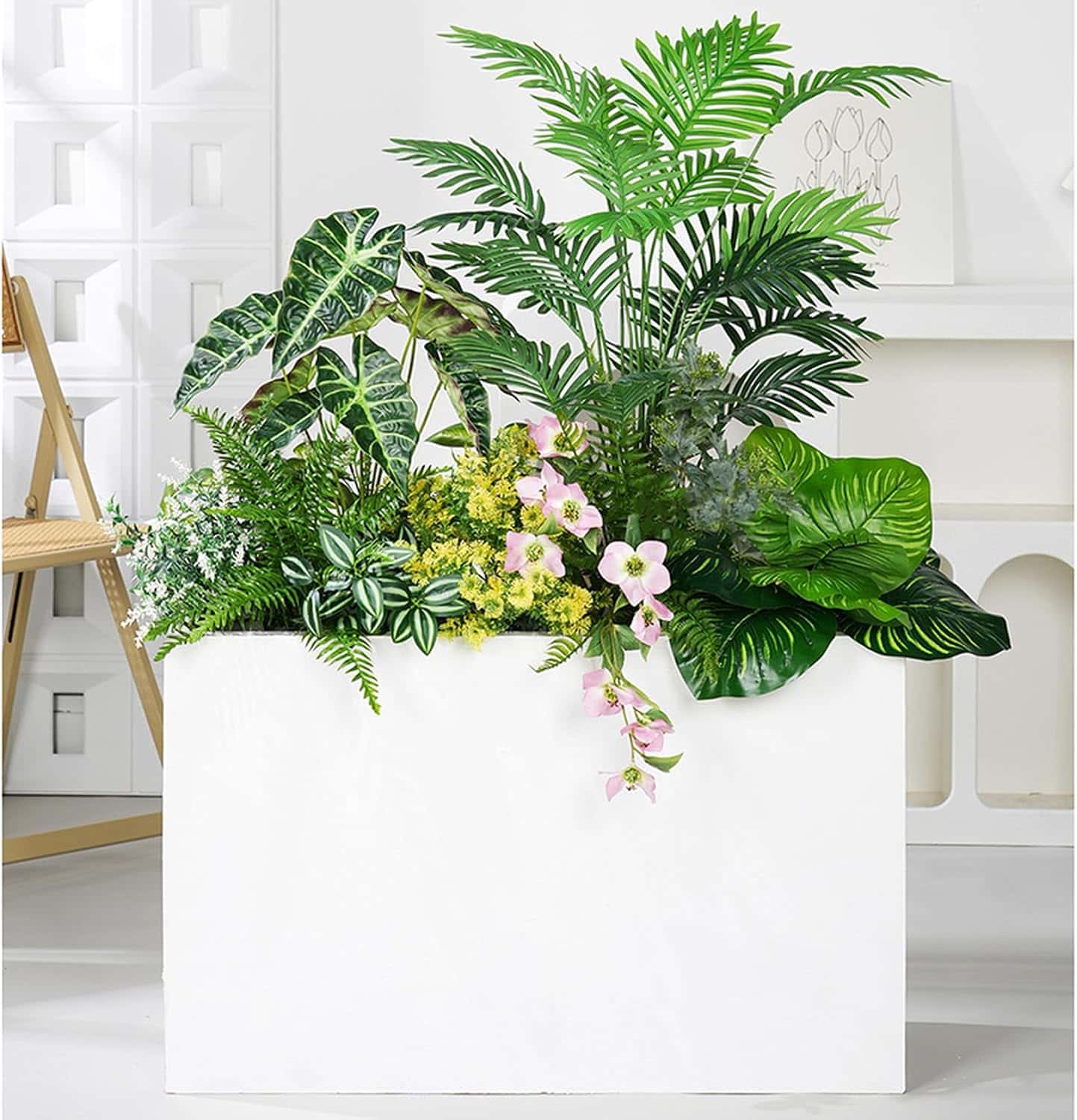 Daily Palette 造花 観葉植物 フラワーアレンジメント シルクフラワー インテリア 屋外 F 本物そっくり 自然でリアル 室内 ホーム ベランダ 飾り用 柔らかい フラワーガイド 結婚式装飾 フラワーボックス 鮮やか｜デイリーパレット店
