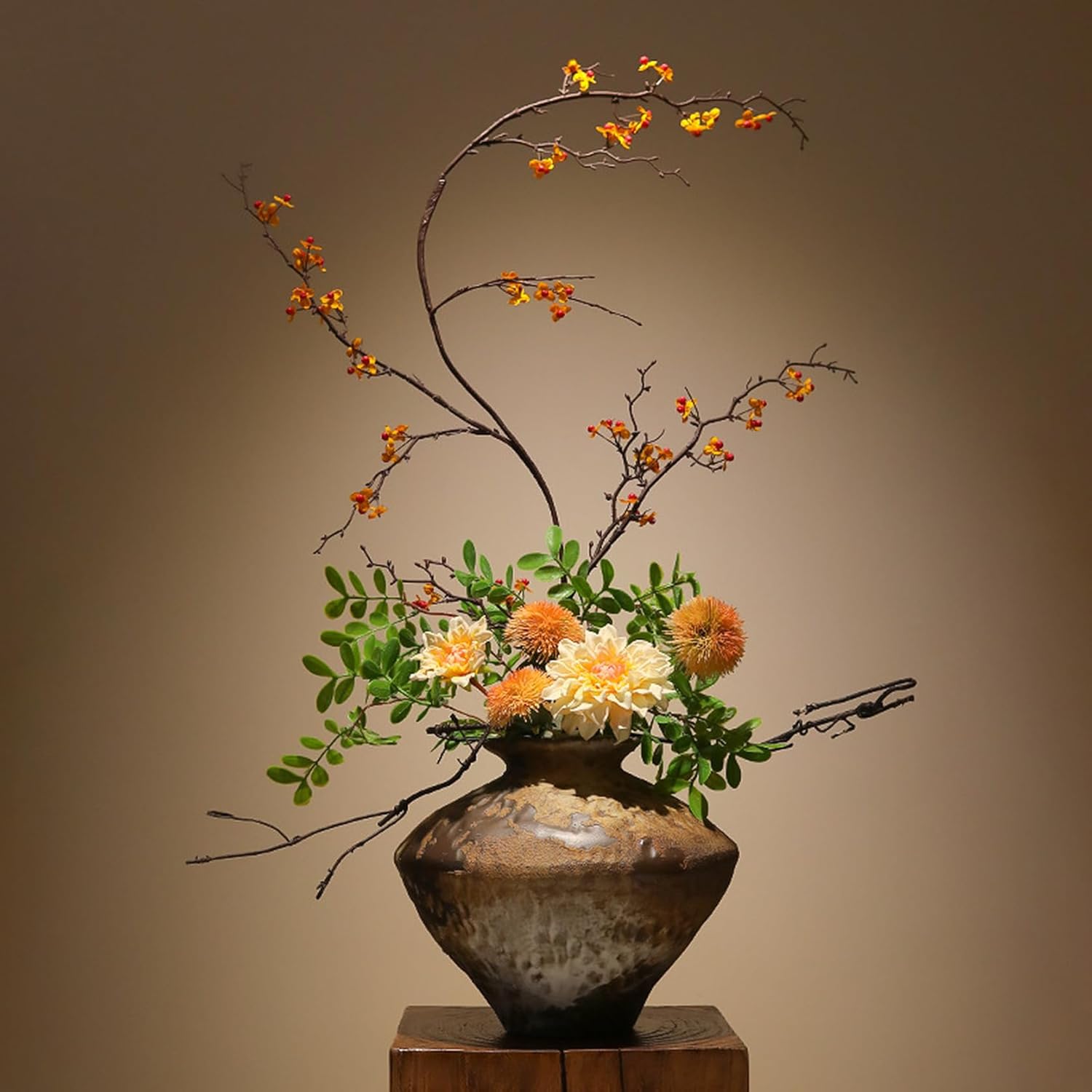 フェイクフラワー 造花 アレンジメント 和モダン F 新中式風 花瓶付き 枯れない 人工観葉植物 インテリア おしゃれ 生け花 花瓶挿し 04セット 絹製 耐退色 耐候 卓上 店舗飾り 侘寂風 新築祝|デイリーパレット店