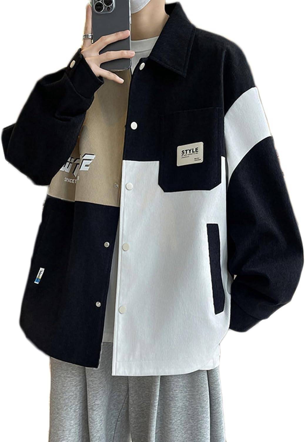 Daily Palette 心地よいプルオーバー メンズ パッチワーク プルオーバー上衣 ビッグ影ぼうし 長袖 ゆったり 春服 秋服 夏服 耐摩耗 字母柄 韓国風 広広とした 座標 出で立つ 街着 表どおり 格好のいい