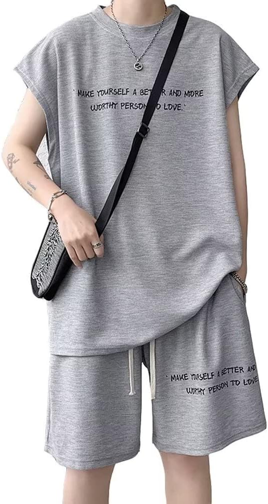 袖なしTシャツ ショートパンツ 上下セット 大きいサイズ メンズ 2点セット カットソー ハーフパンツ 半ズボン ゆったり スポーツ アクティブ 通気