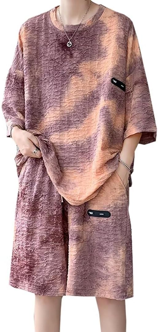 半袖Tシャツ ショートパンツ 上下セット メンズ セットアップ ビッグt カットソー 短パン ゆったり 柔軟 通気 カラフル 夏 カジュアル