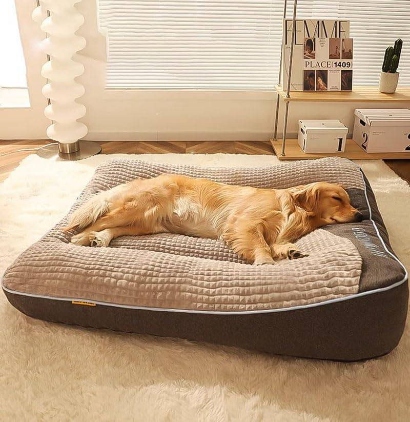 枕付きみ付きペットベッド、洗える犬ベッド、猫 ベッド、犬ソファ、犬と猫クッション 犬スリーピングパッド'小型、中型、大型のペットに適していますペットマット (XL, ブラウングレー)｜デイリーパレット店