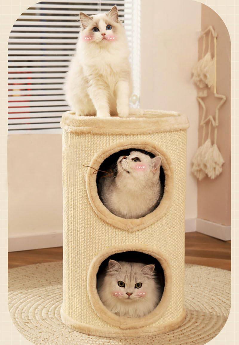 二重猫じゃらし猫じゃらし剣麻桶，猫棚、猫は板をつかんで、キャットタワー人気大型猫用，ねこタワー，猫ハンモック，剣麻桶、猫巣、閉鎖的な猫家、猫 ベッド，閉鎖的な猫柱、四季汎用猫用品です (B)