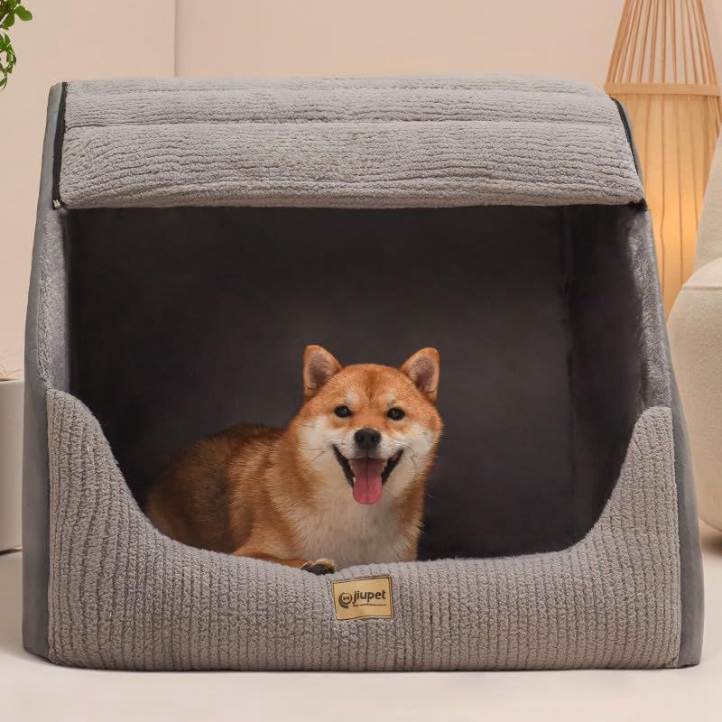 犬ベッド、猫部屋冬暖かい犬部屋、半閉鎖冬蓋ある犬ベッド、猫ベッドテント、犬隠れているペット部屋ペットのベッドはすべて季節猫と犬に適しています高さ40キロ (L)