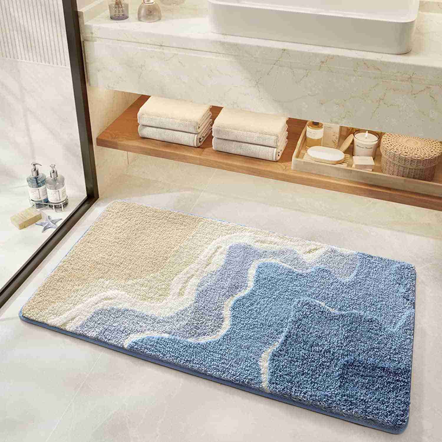 玄関マット 洗える 50*100cm ハワイアン 北欧 滑り止め マット バスマット デザイン02 お風呂 風呂マット 吸水 速乾 抗菌 防臭 おしゃれ 北欧 かわいい バス用品 浴室足ふきマット シ