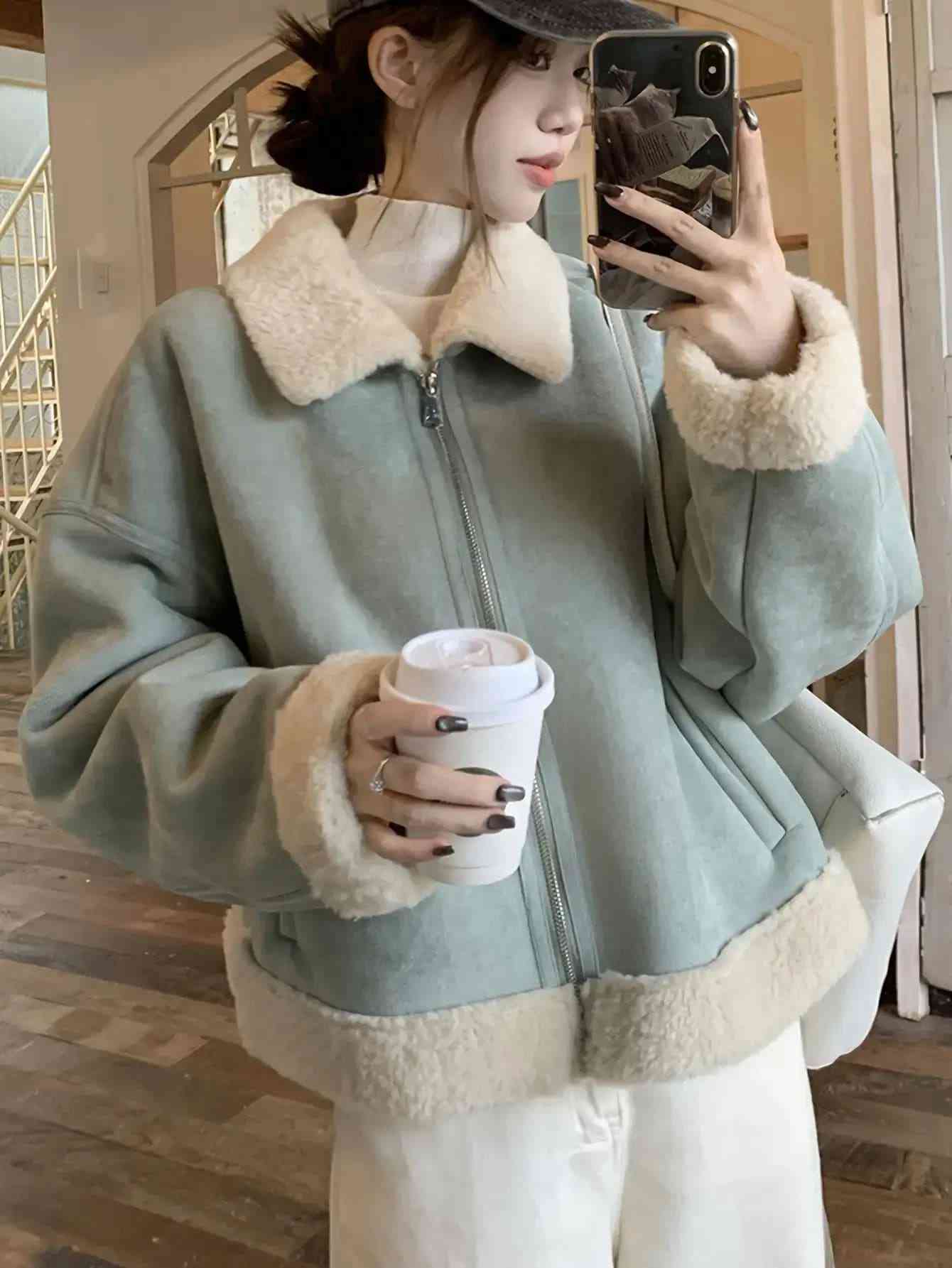 【もこもこ暖か】 ムートンコート レディース ボアジャケット フェイクムートン ブルゾン アウター ショート丈 ショートコート 冬 秋 裏ボア 襟付き ジップアップ 2025 新作 ジャンパー ジャケット コート 体型カバー ゆったり 大きいサイズ きれいめ カジュアル
