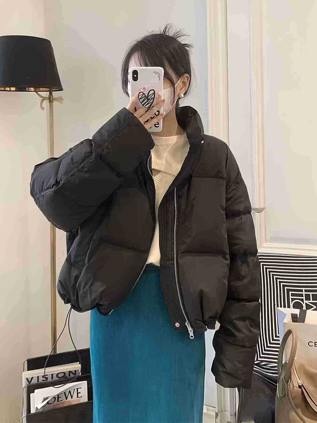 【小顔効果】中綿ジャケット レディース ショート丈 スタンドカラー コート アウター ブルゾン 冬 ダウン風 中綿コート ハイネック パファージャケット ジャンパー 暖かい 防寒 厚手 軽量 軽い 20代 30代 40代 韓国ファッション きれいめ カジュアル 大人可愛い