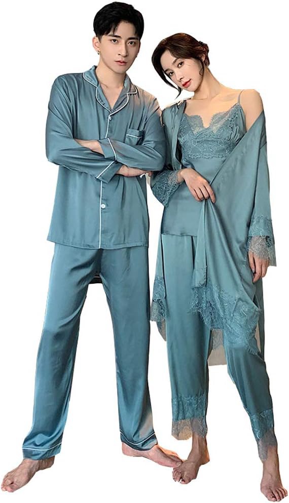 ルームウェア ペア パジャマ おしゃれ ペアパジャマ カップル ペアルック カップル お揃い 服 カップル パジャマ ペアパジャマ 春秋 ペア パジャマ ギフト サテン パジャマ ペア 前開きペアパジ|デイリーパレット店