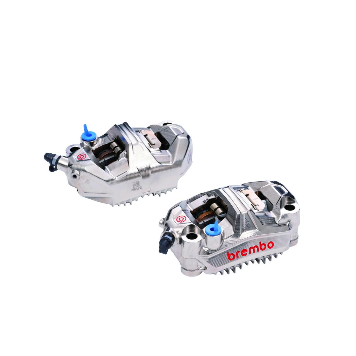 brembo (ブレンボ) GP4-MotoGP ラジアル CNC モノブロック 4P キャリパー ニッケルコーティング レッドロゴ 左右セット Φ30 取付ピッチ:100mm 220-F085-10