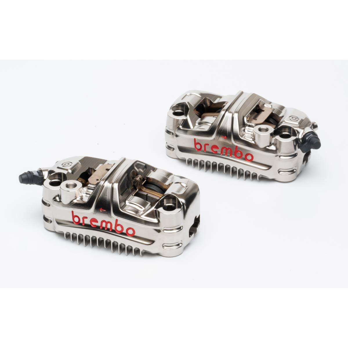 brembo (ブレンボ) GP4-MS ラジアル CNC モノブロック 4P キャリパー ニッケルコーティング レッドロゴ 左右セット Φ30 取付ピッチ:108mm 220.D600.30