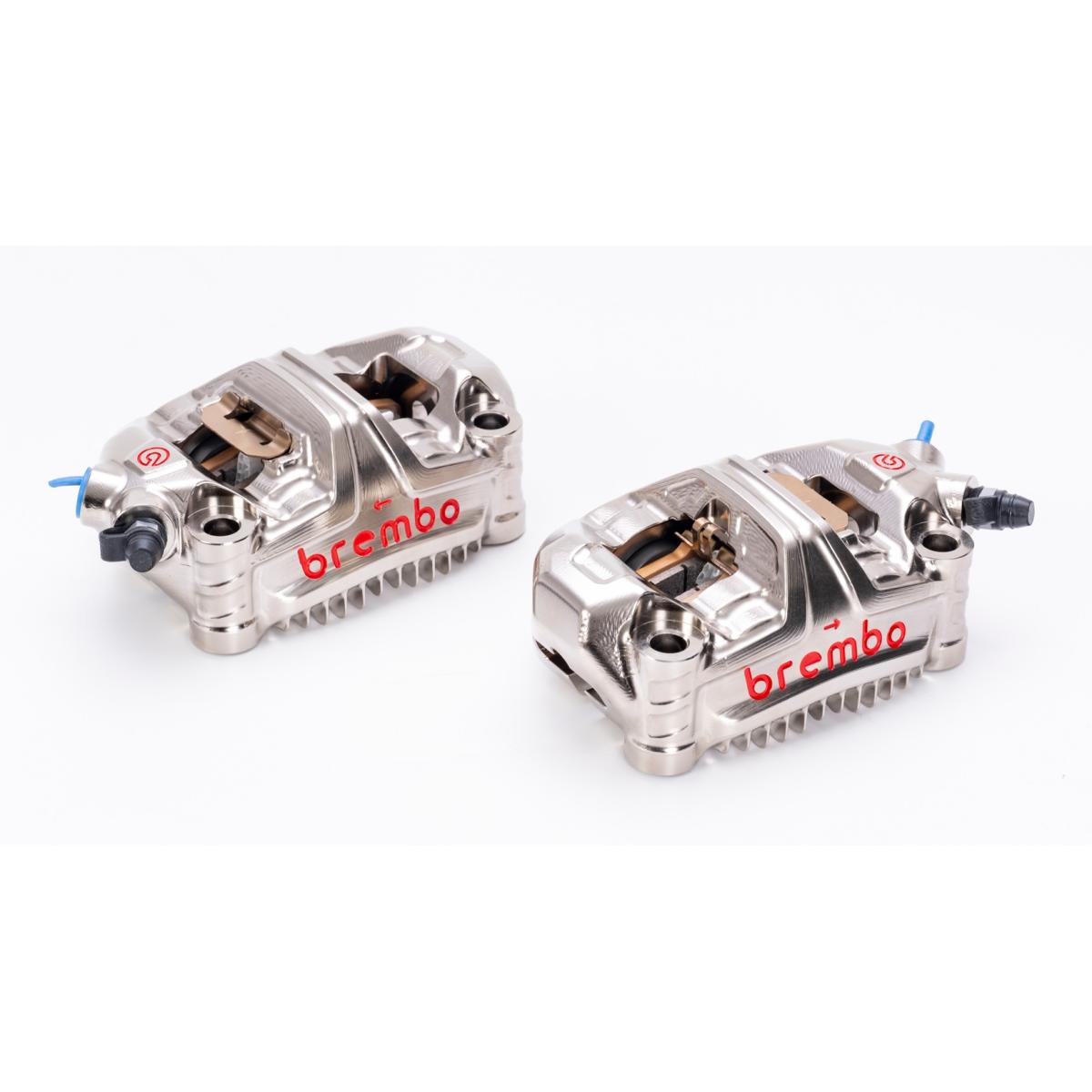 brembo (ブレンボ) GP4-MS ラジアル CNC モノブロック 4P キャリパー ニッケルコーティング レッドロゴ 左右セット Φ30 取付ピッチ:100mm 220.D600.50