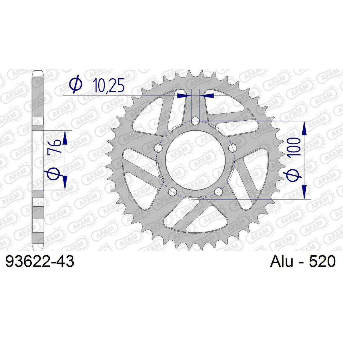 AFAM (アファム) リアスプロケット アルミ 520-43 BST マルケジーニ OZ|バイクパーツ・用品 ラバーマーク