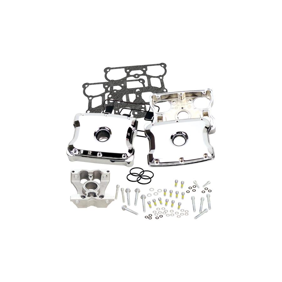 エスアンドエスサイクル ダイキャストロッカーカバーキット クローム BIG TWIN 84- ロッカーボックス｜バイクパーツ・用品　ラバーマーク