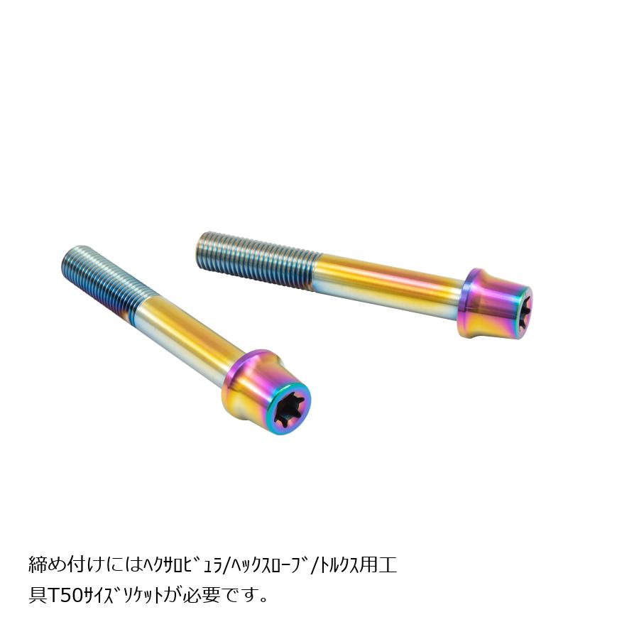 プロトブレンボ ステンレスキャリパーマウントボルト チタン色 70mm テーパーキャップ M10/P1.25 ヘクサロビュラ 2本入 CMBT-070T