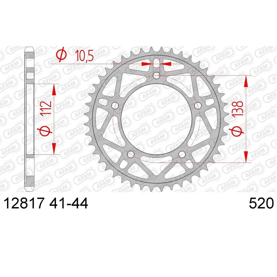 AFAM (アファム) リアスプロケット 520コンバート用 スチール ブラック 12817-44 YZF-R1 YZF-R1M 12817-44