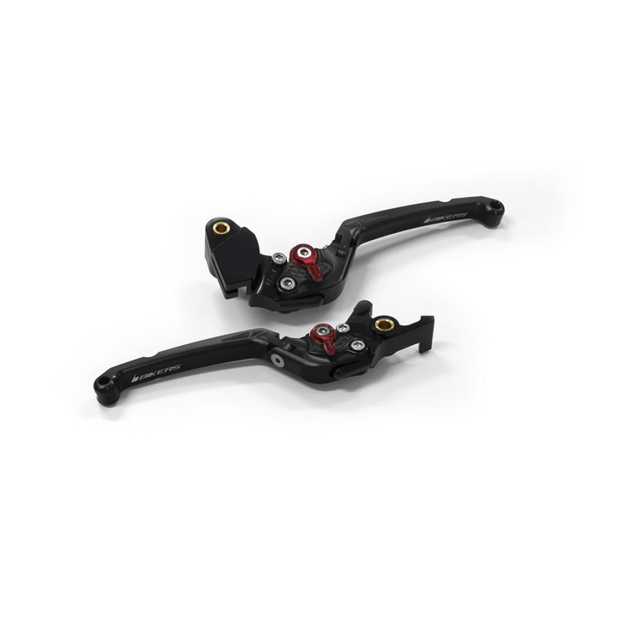 BIKERS (バイカーズ) レバーセット 可倒式 フラットタイプ ブラック ZX-25R Ninja650/Z650 Z900 K0524-BLK｜バイクパーツ・用品　ラバーマーク