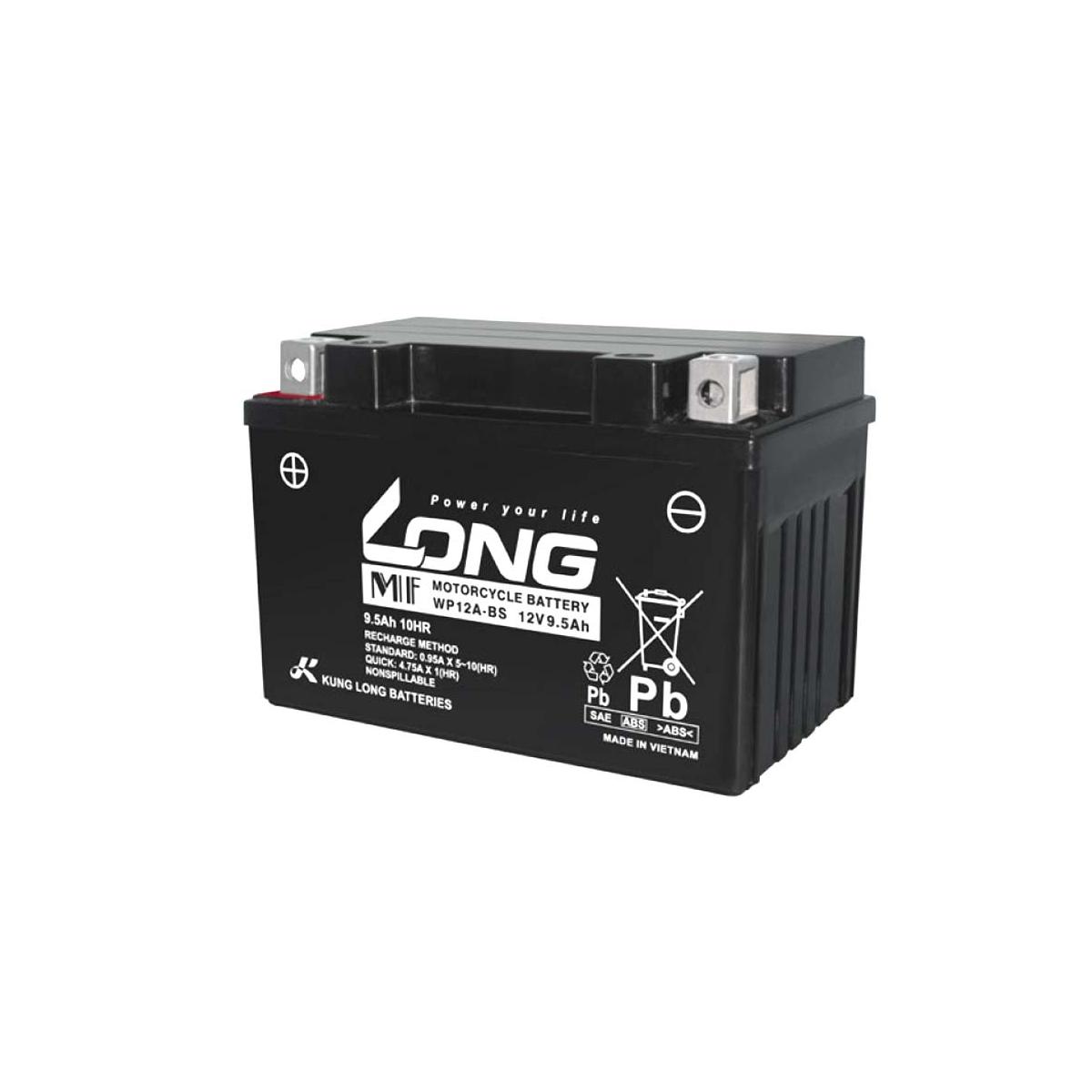 ロングバッテリー バッテリー 12V/9.5Ah 液注入済 互換 YT12A-BS 相当 WP12A-BS