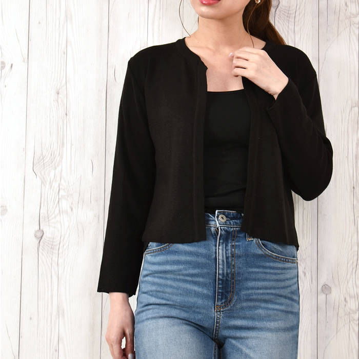 楽天市場 全品対象300円offクーポン カーディガン レディース ゆうメール便送料無料 ショートジャケット ボレロ レディース ショート ジャケット カーディガン ーデ トップス 無地 七分袖 長袖 丸首 無地ジャケット風カーディガン レディースバッグの