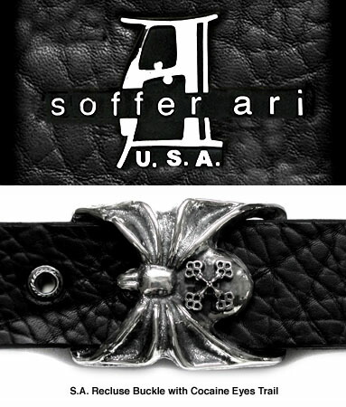 超安い 送料無料 小旅行 プレゼント ブランド 人気 おしゃれ 正規品 アメリカ製 海外製 本革ベルト レザーベルト Usaバックル シルバー製 メンズベルト ソファーアリ Ari Soffer トレイル アイズ コカイン ウィズ リクルーズ ベルトバックル金具 Silver925 トップ式