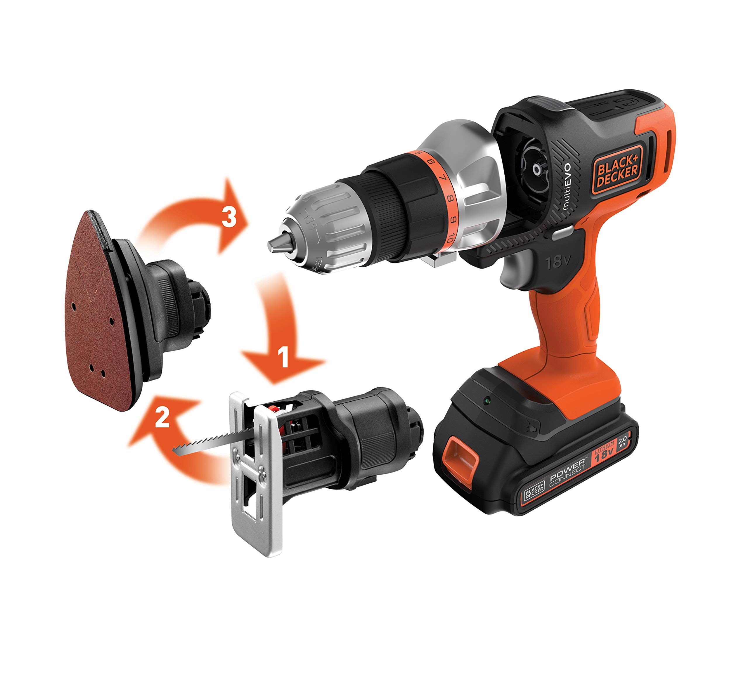ブラックアンドデッカー(BLACK+DECKER) コードレス マルチ物の具 3インチ1 multievo EVO185B1 DIY 電動物の具 穴 電動ドリル・ドライバードリル-花・ガーデン・DIY